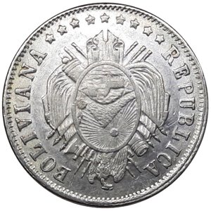 reverse: Bolivia 20 centavos argento 1875