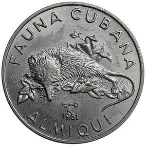 reverse: Cuba 1 peso  1981 Fauna cubana, Almiqui