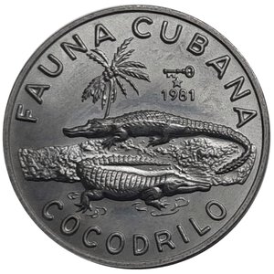 reverse: Cuba 1 peso  1981 Fauna cubana, Coccodrillo