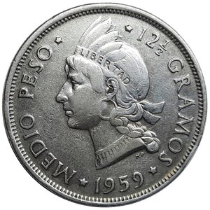 reverse: Repubblica dominicana Medio Peso argento 1959