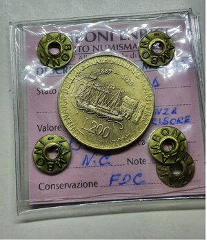 obverse: 200 lire 1989  senza incisore, Periziata FDC