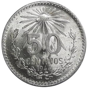 obverse: Messico 50 centavos argento  1944 FDC