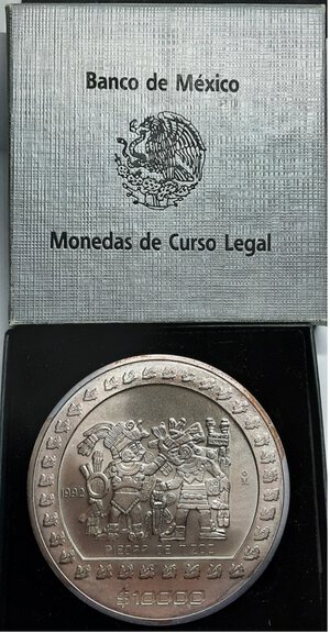 obverse: Mexico 10000 pesos argento 1992 (5 OZ Arg.999) idoli - Piedra de tizoc  