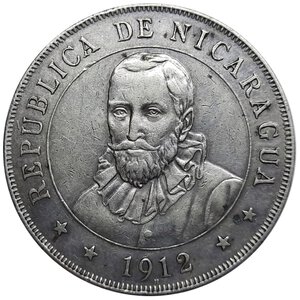 reverse: Nicaragua , 1 cordoba argento 1912 , RARA