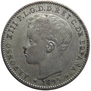 reverse: Puerto Rico, Alfonso XIII, 20 centavos 1895 RARA Eccelsa