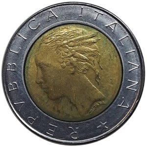 obverse: 500 lire 1984 asse spostato 310 gradi