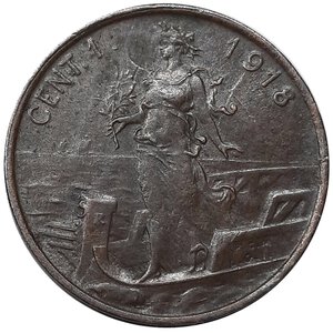 obverse: Vittorio Emanuele III 1 Centesimo Prora 1918 RARA