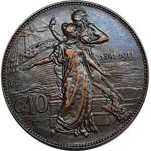 obverse: Vittorio Emanuele III 10 Centesimi Cinquantenario 1911