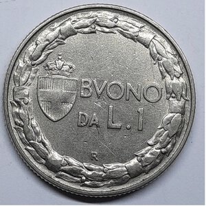 reverse: Vittorio Emanuele III Buono da 1 Lira 1923