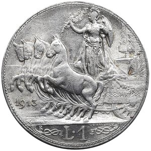 obverse: Vittorio Emanuele III 1 Lira Quadriga argento 1913 FDC
