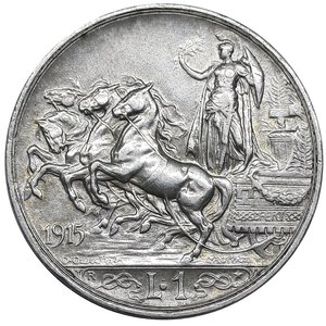 obverse: Vittorio Emanuele III 1 Lira Quadriga argento 1915