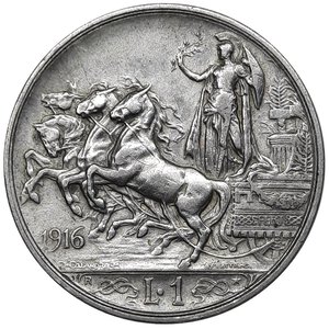 obverse: Vittorio Emanuele III 1 Lira Quadriga argento 1916