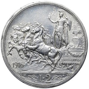 obverse: Vittorio Emanuele III ,  2 lire quadriga argento  1916