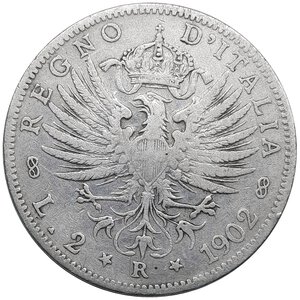 obverse: Vittorio Emanuele III ,  2 lire Aquila argento  1902 RARA