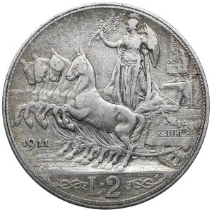 obverse: Vittorio Emanuele III ,  2 lire quadriga argento  1911 RARA