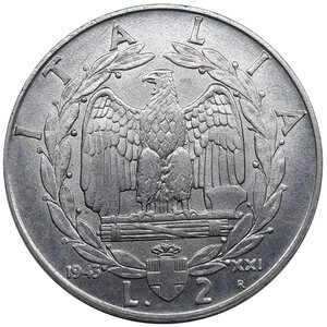 obverse: Vittorio Emanuele III 2 Lire Impero 1943 RARA