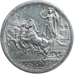 obverse: Vittorio Emanuele III ,  2 lire quadriga argento  1917 FDC QFDC