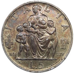 obverse: Vittorio Emanuele III ,  5 lire Famiglia argento  1936 SPL