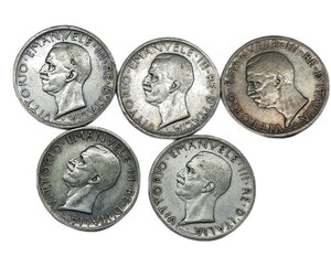 reverse: Vittorio Emanuele III ,  5 lire AQUILA argento  set 1926/30