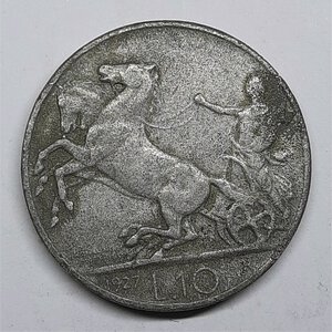 obverse: Vittorio Emanuele III , FALSO EPOCA 10 lire biga 1927