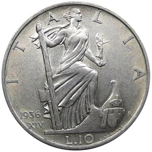 obverse: Vittorio Emanuele III ,  10 lire Impero argento 1936 SPL