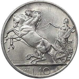 obverse: Vittorio Emanuele III ,  10 lire biga argento 1927 * FDC