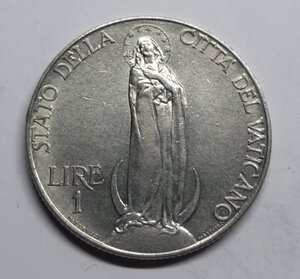 obverse: Vaticano Pio XI 1 Lira 1932