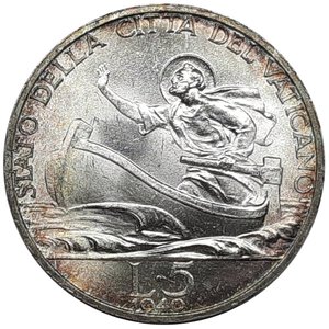 obverse: Vaticano Pio XII 5 Lire argento 1940 FDC