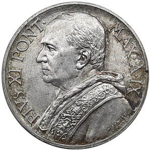 reverse: Vaticano Pio XI 5 Lire argento 1930