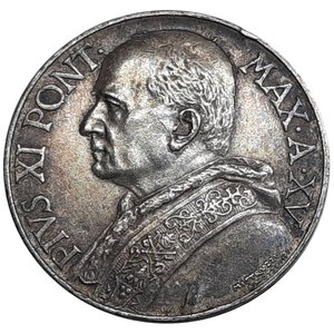 reverse: Vaticano Pio XI 10 Lire argento 1936