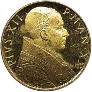 reverse: Vaticano Pio XII 100 Lire oro 1958 FDC