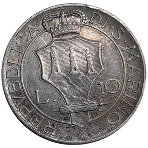 obverse: San marino 10 Lire argento 1937 BELLA