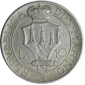 obverse: San marino 10 Lire argento 1937