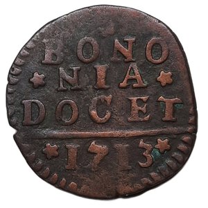 reverse: Bologna ,Stato Pontificio, Clemente XI (1700-1721) Quattrino 1713