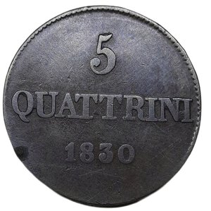 obverse: GRANDUCATO DI TOSCANA , Leopoldo II  (1824-1859) 5 Quattrini 1830