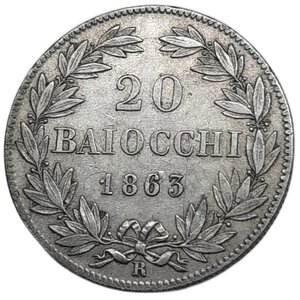 obverse: STATO PONTIFICIO Pio IX, 20 baiocchi argento 1863
