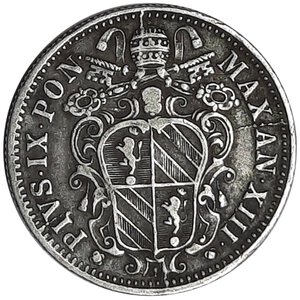 reverse: STATO PONTIFICIO Pio IX, 10 baiocchi  argento 1858 zecca Bologna