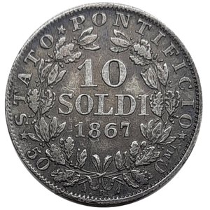 obverse: STATO PONTIFICIO Pio IX ,10 soldi argento 1867