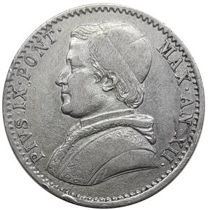 reverse: STATO PONTIFICIO Pio IX, 20 baiocchi  argento 1858