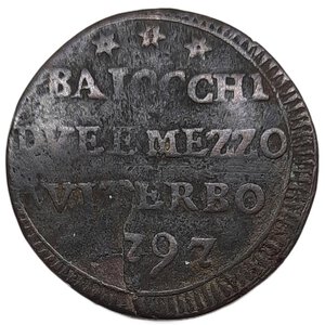 obverse: VITERBO,Stato Pontificio , Pio VI (1775-1799) 2,5 baiocchi 1797