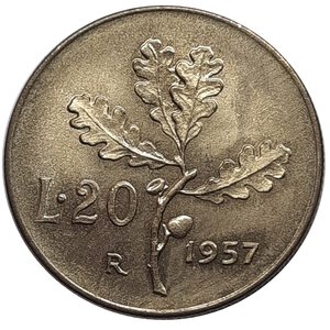 reverse: 20 Lire 1957, FDC