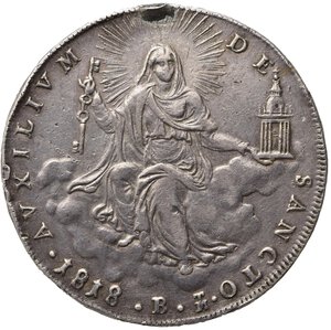 reverse: BOLOGNA. Stato Pontificio. Pio VII (1800-1823). Scudo 1818. Ag. Gig. 31. Appiccagnolo rimosso. BB/BB+