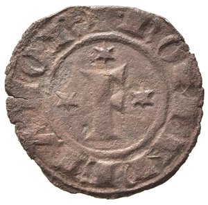 obverse: BRINDISI. Federico II (1197-1250). Denaro Mi (g. 0,74). Lettera F tra tre stelle R/ Croce con stelle nei quarti. BB