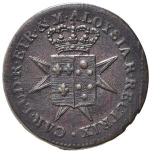 obverse: FIRENZE. Carlo Ludovico di Borbone (1803-1807). Regno d Etruria. 2 soldi da 1/10 di lira 1804. Cu (4,72 g). Gig. 19. SPL