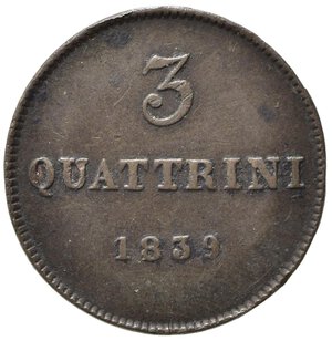 reverse: FIRENZE. Granducato di Toscana. Leopoldo II di Lorena (1824-1859). 3 Quattrini 1839. Cu. Gig. 84. Raro. BB+ 