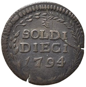 reverse: GENOVA. Dogi Biennali III fase (1637-1797). 10 Soldi 1794. Cu (3,20 g). BB