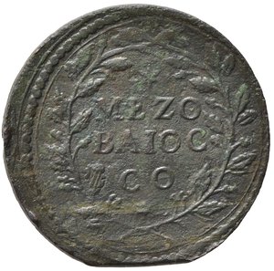reverse: GUBBIO. Stato Pontificio. Alessandro VII (1655-1667). Mezzo Baiocco Cu (7,06 g). MIR 1891 - Raro. BB