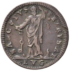 reverse: GUBBIO. Stato Pontificio. Innocenzo XII (1691-1700). Quattrino con San Pietro. Anno III. Cu (2,91 g). Muntoni 198; MIR 2208/1 - R2. BB