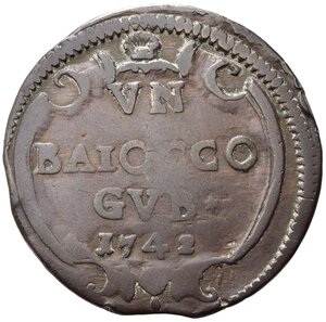 reverse: GUBBIO. Stato Pontificio. Benedetto XIV (1740-1758). Baiocco 1742. Cu (11,90 g). MIR 2654. qBB