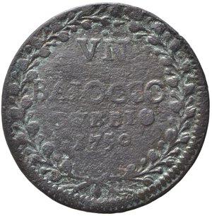 reverse: GUBBIO. Stato Pontificio. Benedetto XIV (1740-1758). Baiocco 1750. Cu (9,91 g). BB